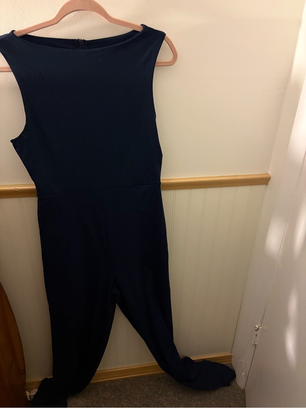 SHEIN Navy Blue Sleeveless Fitted Stretch Jumpsuit size Large